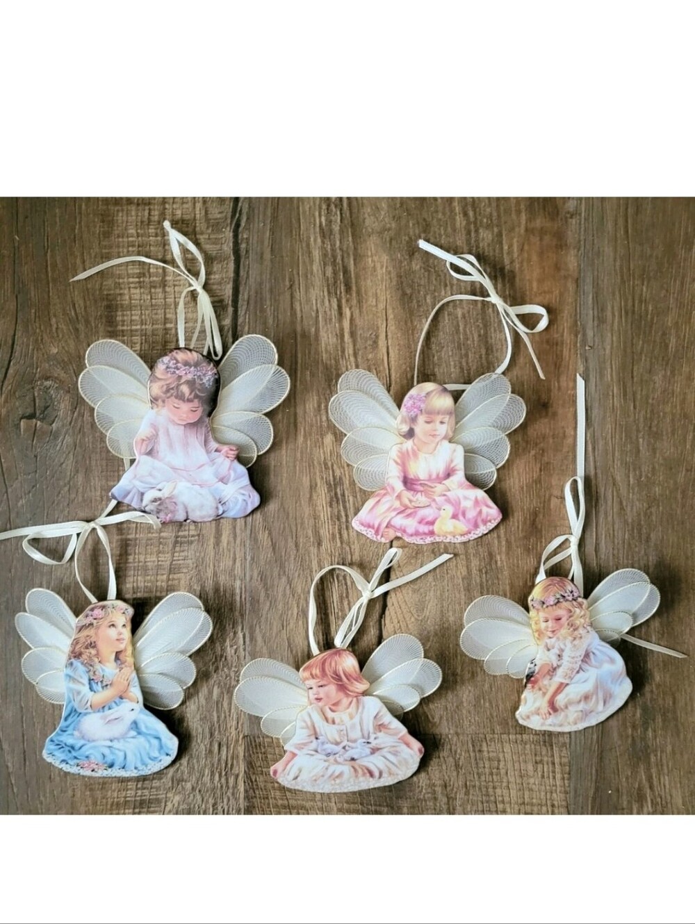 5 BRADFORD EDITIONS "HEAVEN'S LITTLE ANGELS" ORNAMENTS BY DONNA GEISINGER